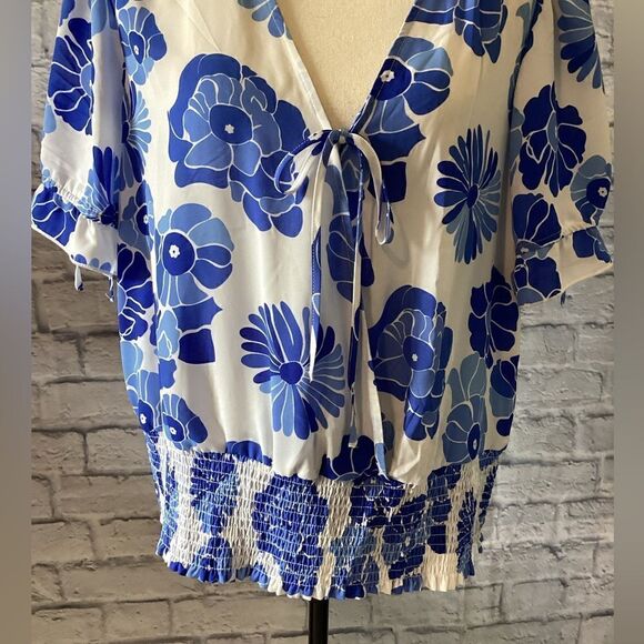 Blouseology - Blue & White Floral Print Blouse - Picture 2 of 8